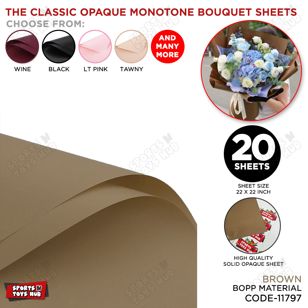 The Classic Opaque Monotone Plain Solid Color Opaque Mate Bouquet Sheets