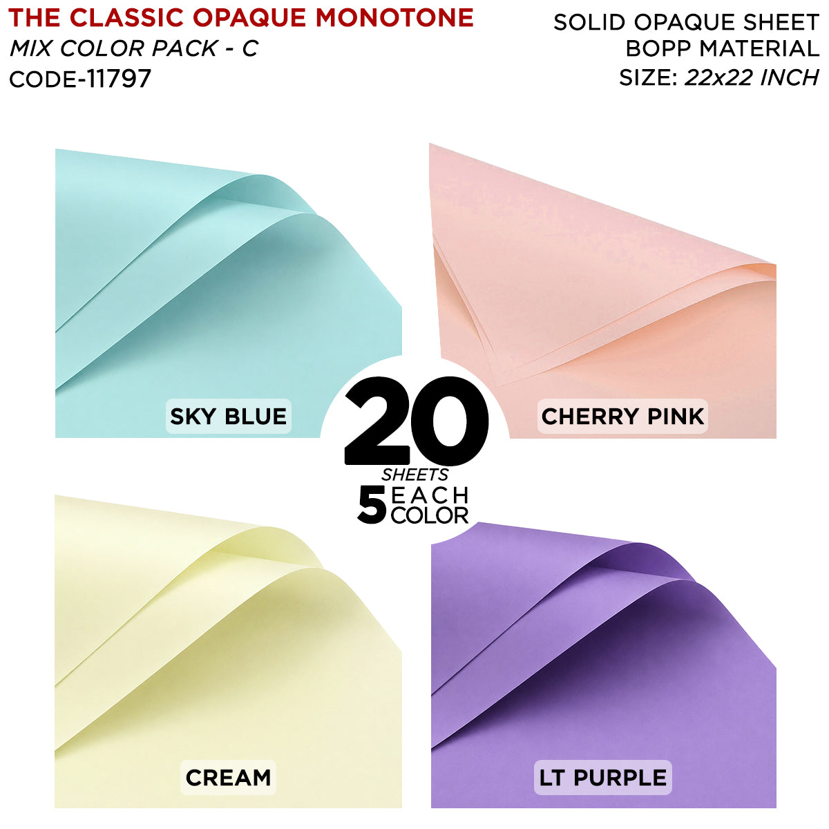 The Classic Opaque Monotone Plain Solid Color Opaque Mate Bouquet Sheets