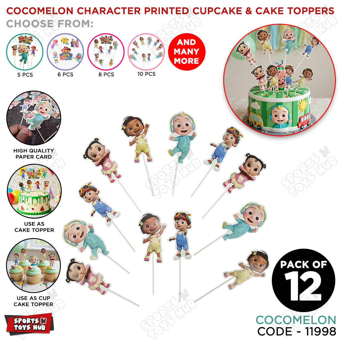 Cartoon Characters HBD C0C0-Melon Doll Cake Topper - 12 Pcs