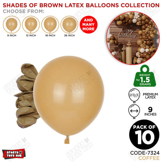 Coffee Latex Balloons Available In 9, 12, 18 & 36 Inch Sizes
