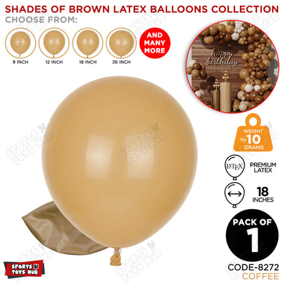 Coffee Latex Balloons Available In 9, 12, 18 & 36 Inch Sizes