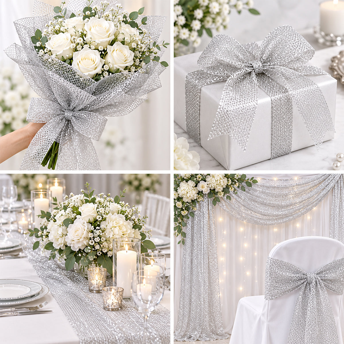 6 Yards - Premium Net Glitter Gift Wrapping Roll