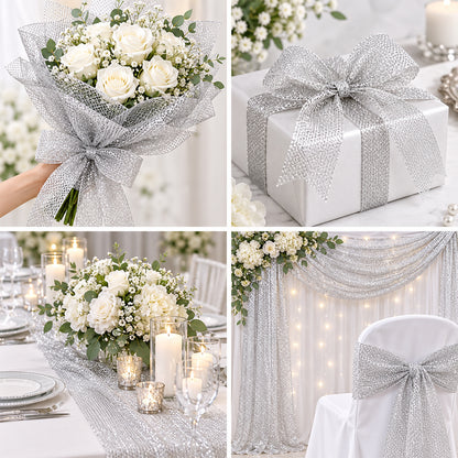 6 Yards - Premium Net Glitter Gift Wrapping Roll