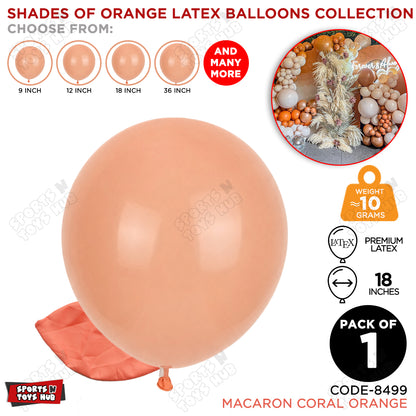 Coral Orange Latex Balloons Available In 9, 12, 18 & 36 Inch Sizes