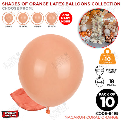 Coral Orange Latex Balloons Available In 9, 12, 18 & 36 Inch Sizes