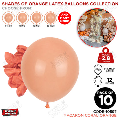 Coral Orange Latex Balloons Available In 9, 12, 18 & 36 Inch Sizes