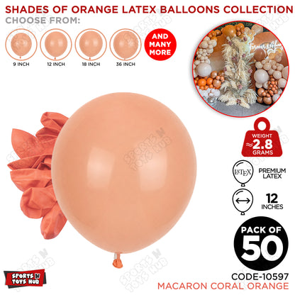 Coral Orange Latex Balloons Available In 9, 12, 18 & 36 Inch Sizes