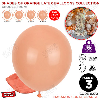 Coral Orange Latex Balloons Available In 9, 12, 18 & 36 Inch Sizes