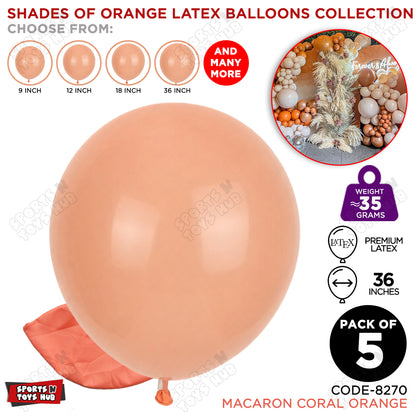 Coral Orange Latex Balloons Available In 9, 12, 18 & 36 Inch Sizes