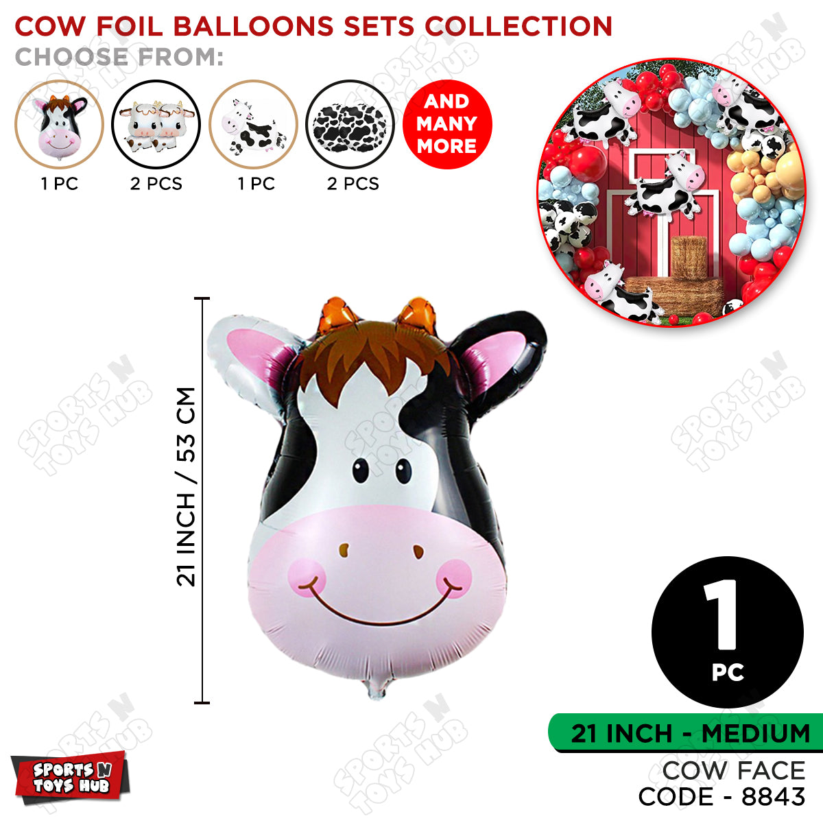 21 Inch Cow Foil Balloon
