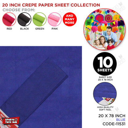 20 Inch - Crepe Paper Sheets - Pack Of 10
