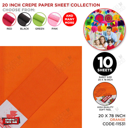 20 Inch - Crepe Paper Sheets - Pack Of 10