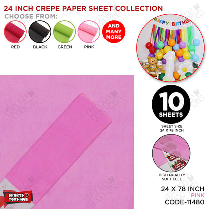 24 Inch - Crepe Paper Sheets - Pack Of 10