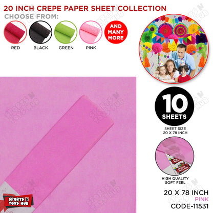 20 Inch - Crepe Paper Sheets - Pack Of 10