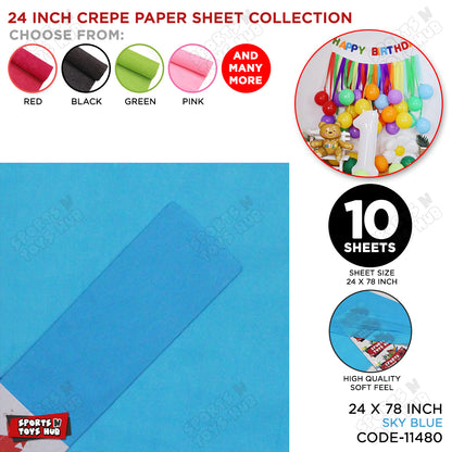 24 Inch - Crepe Paper Sheets - Pack Of 10