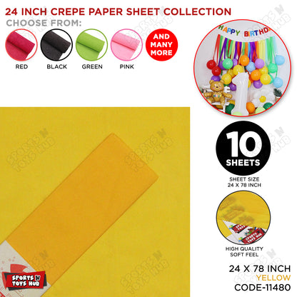 24 Inch - Crepe Paper Sheets - Pack Of 10
