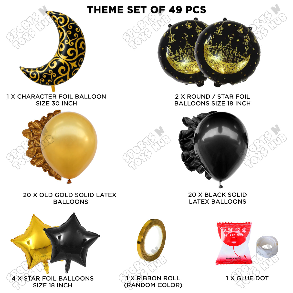 Crescent Moon Ramadan Mubarak Foil Balloon Set Theme Collection
