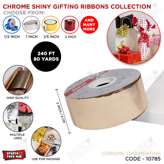 2 Inch x 80 Yards – Wide Shiny Metallic Chrome Curling Ribbon Roll for Gift Wrapping, Bouquet Packing & Event Decor