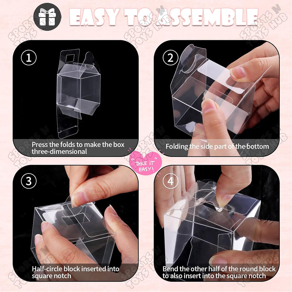 2.5x2.5x2.5 Inch Transparent PVC Plastic Sheet Cube Box - Pack Of 10