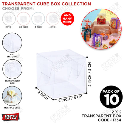 2x2x2 Inch Transparent PVC Plastic Sheet Cube Box - Pack Of 10
