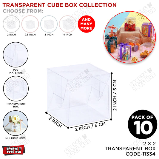 2x2x2 Inch Transparent PVC Plastic Sheet Cube Box - Pack Of 10