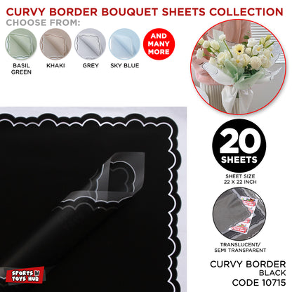 Flower Sheet Curvy Border Style, Wrapping Paper, Floral Gifting Sheets Bouquet Collection