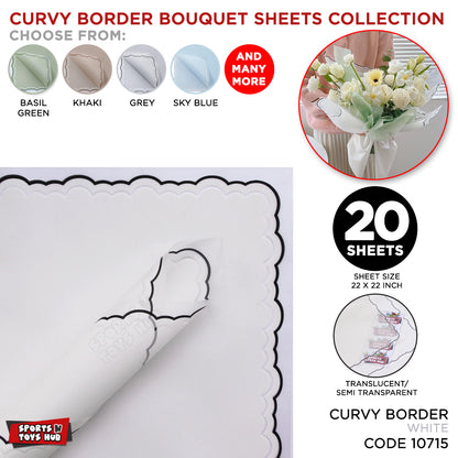 Flower Sheet Curvy Border Style, Wrapping Paper, Floral Gifting Sheets Bouquet Collection