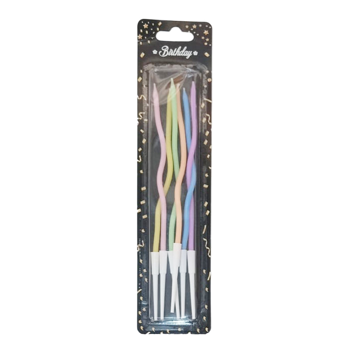 Curvy Macaron Slim Long Flammable Candles - Pack OF 6