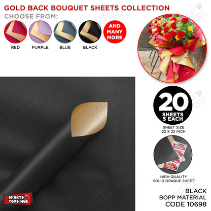 Plain Solid Colour Opaque Reversible Bouquet Sheets with Gold Back