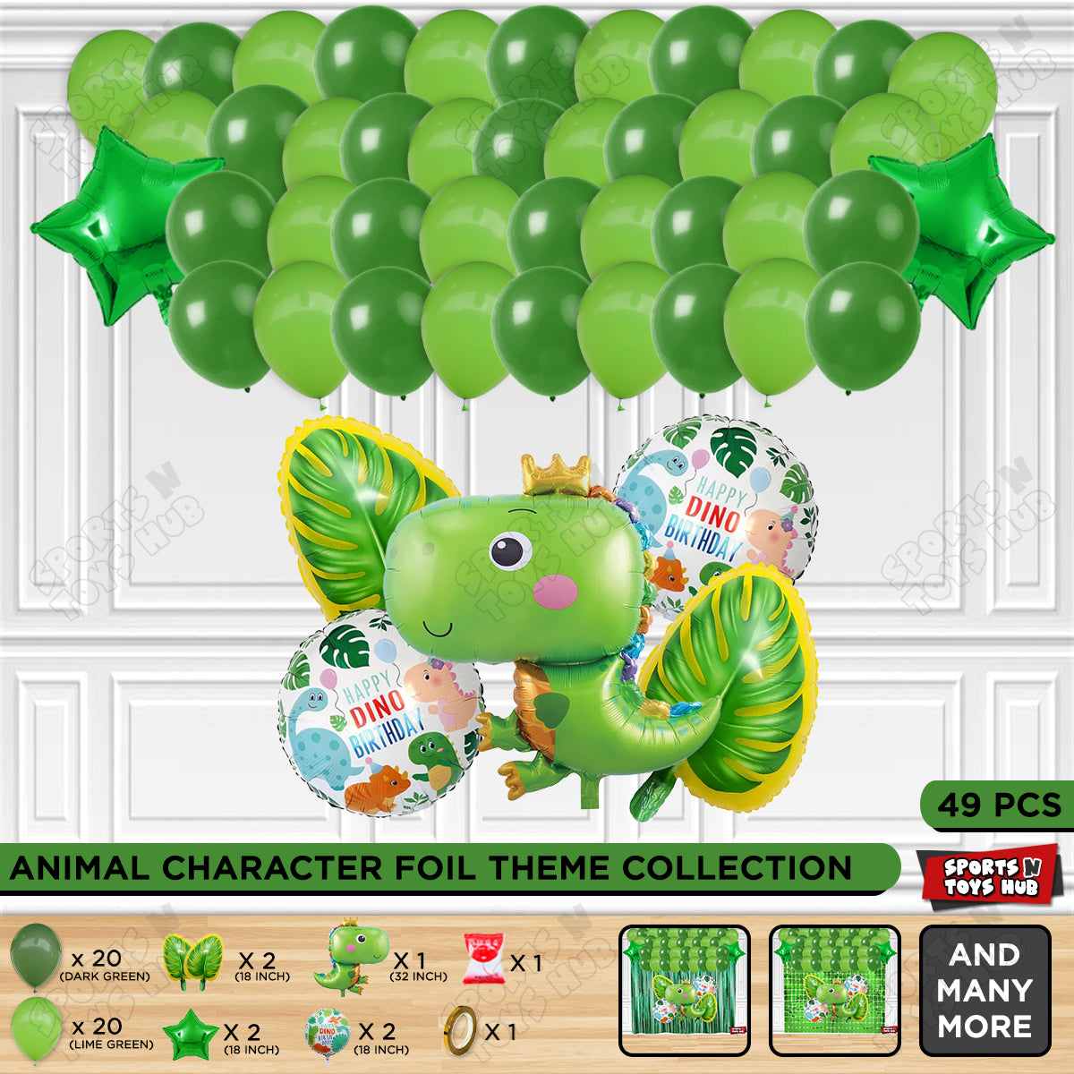 Happy Dino Foil Balloon Theme Decoration Set