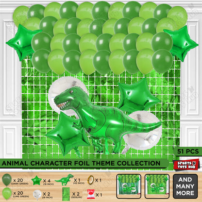 Jumbo T-Rex Green Foil Balloon Theme Decoration Set