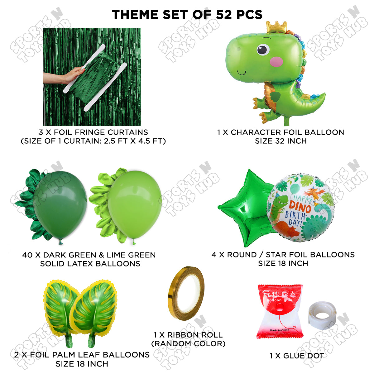 Happy Dino Foil Balloon Theme Decoration Set