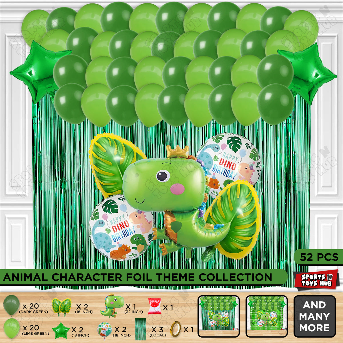 Happy Dino Foil Balloon Theme Decoration Set