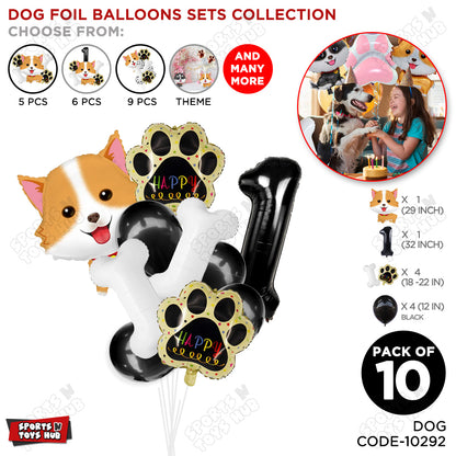 Puppy Dog Theme Foil Balloon Decoration Set Pack of 10 with 32 Inch Number Foil Balloon – Birthday Party Decorations for Boys, Girls & Baby Shower