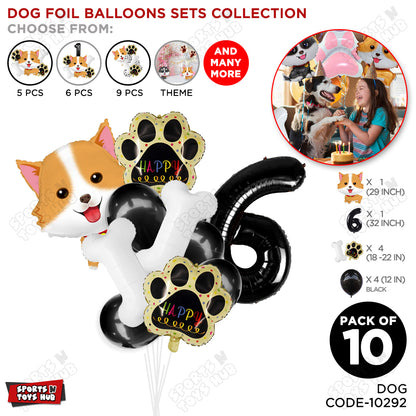 Puppy Dog Theme Foil Balloon Decoration Set Pack of 10 with 32 Inch Number Foil Balloon – Birthday Party Decorations for Boys, Girls & Baby Shower