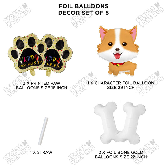 Dog Puppy Theme Party Foil Balloon Set – Cute Birthday Decoration Balloons for Kids, Boys & Girls Celebration & Party Supplies