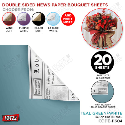 Double Sided News Paper Flower Bouquet Sheet, Floral Gifting Sheets, Wrapping Paper Collections