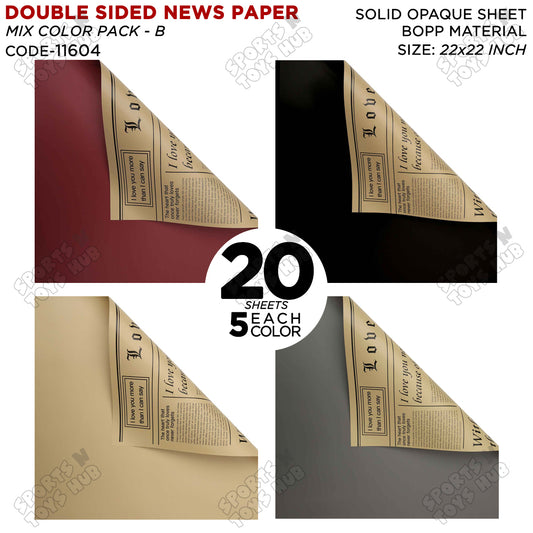 Double Sided News Paper - Mix Color 20 Sheet Pack - Flower Wrapping Sheets