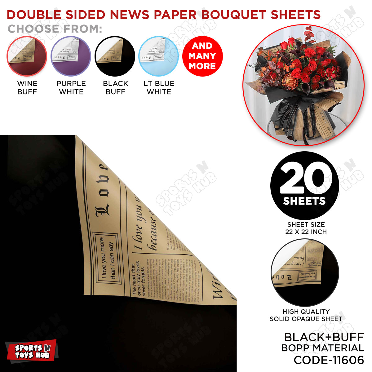 Double Sided News Paper Flower Bouquet Sheet, Floral Gifting Sheets, Wrapping Paper Collections