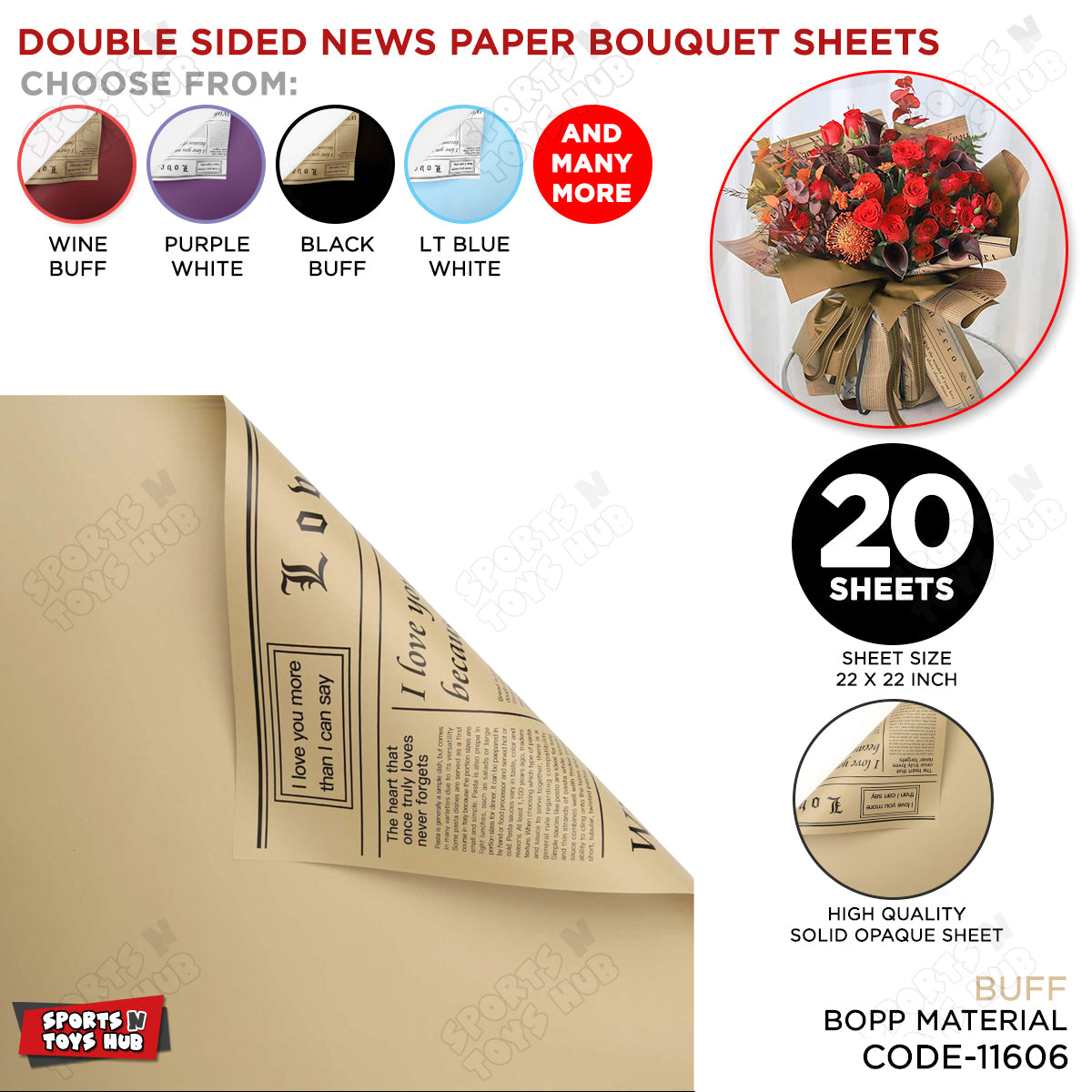 Double Sided News Paper Flower Bouquet Sheet, Floral Gifting Sheets, Wrapping Paper Collections