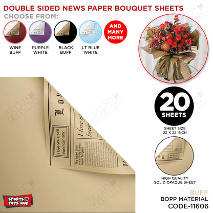 Double Sided News Paper Flower Bouquet Sheet, Floral Gifting Sheets, Wrapping Paper Collections