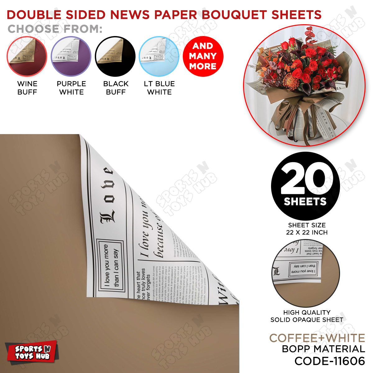 Double Sided News Paper Flower Bouquet Sheet, Floral Gifting Sheets, Wrapping Paper Collections