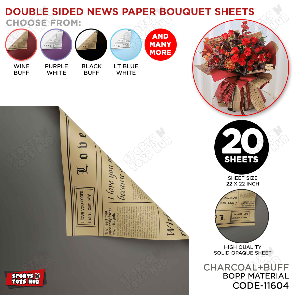 Double Sided News Paper Flower Bouquet Sheet, Floral Gifting Sheets, Wrapping Paper Collections