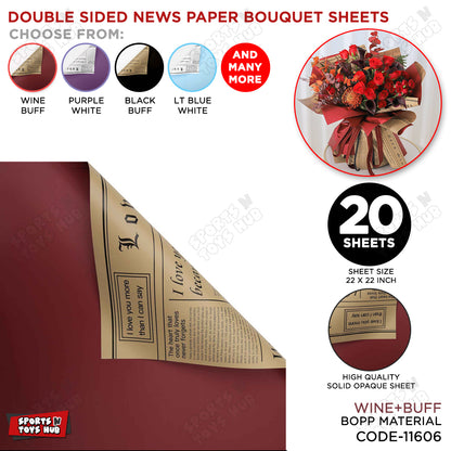 Double Sided News Paper Flower Bouquet Sheet, Floral Gifting Sheets, Wrapping Paper Collections