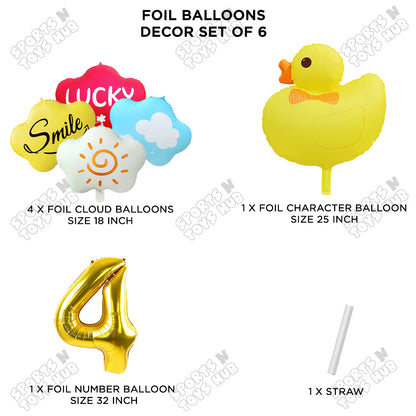 Duck Cartoon Character Pack Of 6 Foil Balloon Set with 32 Inch Number Foil Balloons