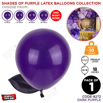 Dark Purple Latex Balloons Available In 9, 12, 18 & 36 Inch Sizes