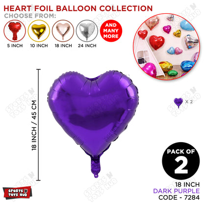 18 Inch - Dark Purple Heart Foil Balloon