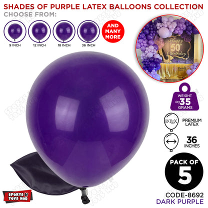 Dark Purple Latex Balloons Available In 9, 12, 18 & 36 Inch Sizes