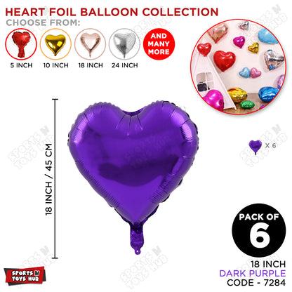 18 Inch - Dark Purple Heart Foil Balloon