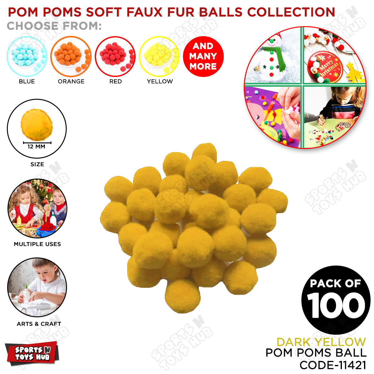 Pom Pom Soft Flux Fur Balls - Pack Of 100